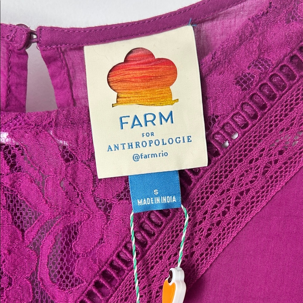 FARM rio for Anthropology Cotton Magenta Top Size Small - Picture 10 of 13